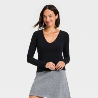 A New Day Sculpt Long Sleeve V-Neck Top