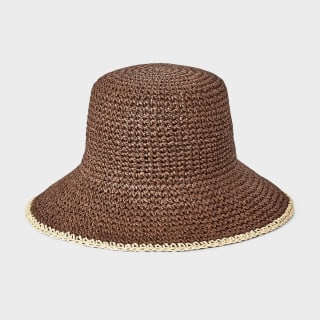 Universal Thread Natural Straw Crochet Bucket Hat
