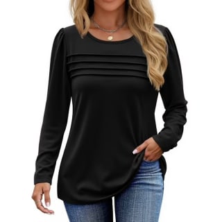 Fantaslook Long Sleeve Pleated Tunic Top