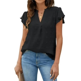 Fantaslook V Neck Ruffle Sleeve Blouse