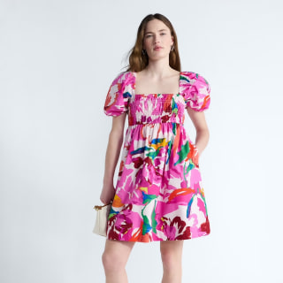 Free Assembly Puff Sleeve Peasant Mini Dress