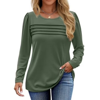 Fantaslook Long Sleeve Pleated Tunic Top