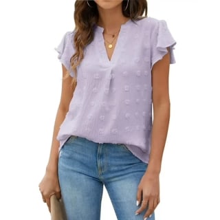 Fantaslook V Neck Ruffle Sleeve Blouse