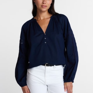 Time and Tru Lace Insert Popover Full Sleeve Top