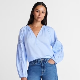 Time and Tru Lace Insert Popover Full Sleeve Top