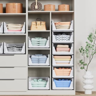 Caktraie 5-Pack Stackable Closet Storage Baskets