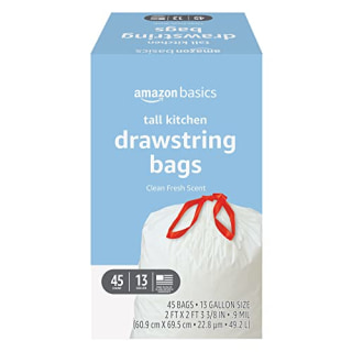 Amazon Basics Tall Kitchen Drawstring Trash Bags (45 ct)