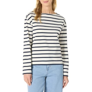 Amazon Essentials Women's Long-Sleeve Stripe Relaxed Boatneck Top