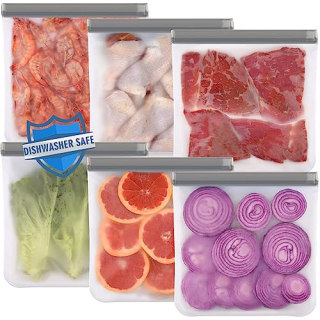 Lerine Reusable Gallon Freezer Bags, 6-Pack