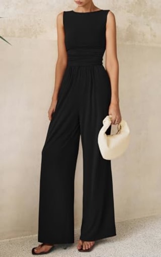 PrettyGarden Sleeveless Wide Leg Jumpsuit