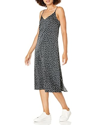The Drop Ana Silky V-Neck Midi Slip Dress
