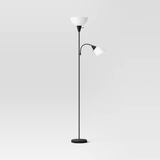 Room Essentials Torchiere with Task Light Floor Lamp Black