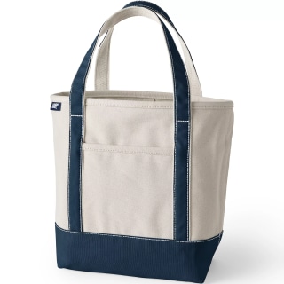 Lands’ End Medium 5 Pocket Open Top Canvas Tote Bag