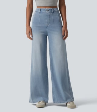 Halara Flex™ High Waisted Tummy Control Wide Leg Casual Jeans with Pockets