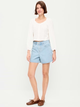 High-Waisted Wow Baggy Jean Shorts 