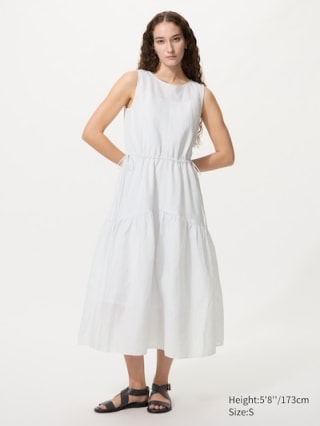 Uniqlo Linen Blend Tiered Dress