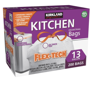 Kirkland Signature Flex-Tech 13-Gallon Kitchen Trash Bag