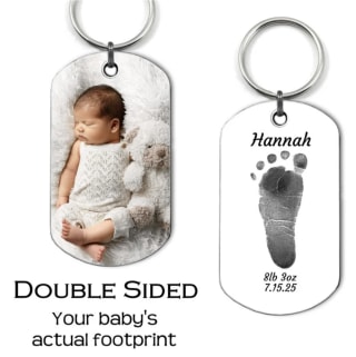 Little Gem Girl Baby Footprint Dog Tag with Custom Name and Photo