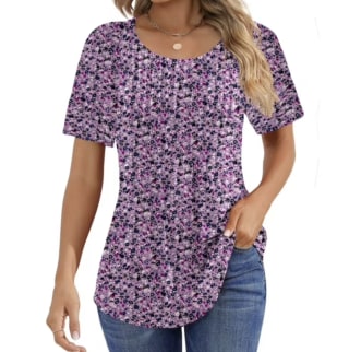 Fantaslook Pleated Short Sleeve Tunic Top