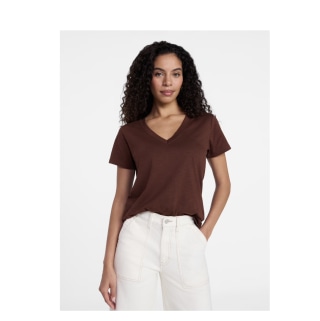 Time and Tru Women's Slub V Neck Tee with Short Sleeves