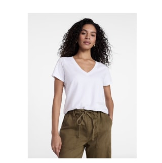 Time and Tru Women's Slub V Neck Tee with Short Sleeves