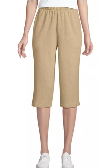 Lands' End Women's Sport Knit High Rise Elastic Waist Capri Pants