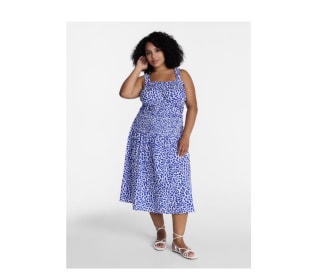 Time and Tru Plus Sleeveless Smocked Peasant Midi Dress