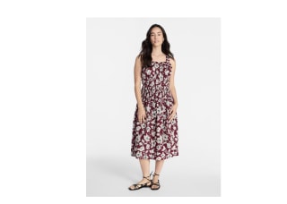Time and Tru Plus Sleeveless Smocked Peasant Midi Dress