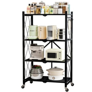 Sugift Foldable Metal Storage Shelf with Rolling Wheels