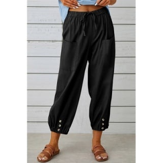 Attraco Loose Fit High Waisted Cropped Wide Leg Pants