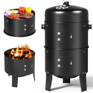 KingChii 3-in-1 Vertical Charcoal Smoker and Grill