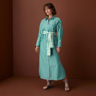 Rosie Assoulin x Target Long Sleeve Tie-Waist Striped Poplin Ankle Shirt Dress