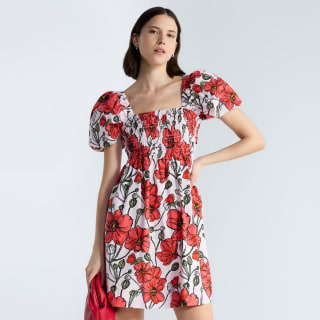 Free Assembly Puff Sleeve Peasant Mini Dress