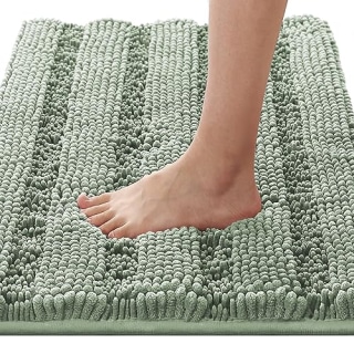 H.Versailtex Non-Slip Chenille Striped Bath Mat