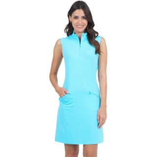 IBKUL Icefil Cooling Mini Check Sleeveless Mock Neck Dress