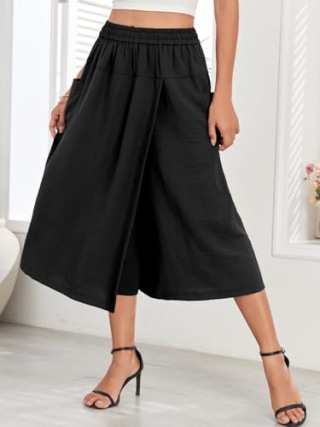 lionstill Culottes for Women Wide Leg Capri Pants