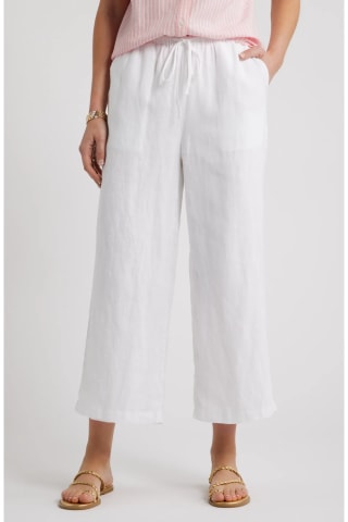Caslon Wide Leg Crop Linen Pants