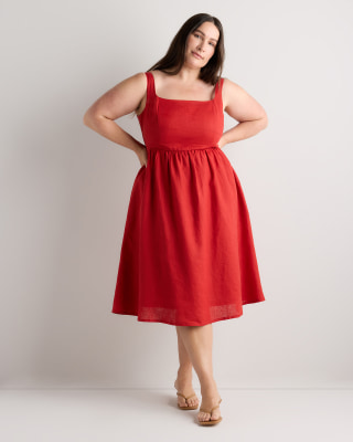 Quince 100% European Linen Fit & Flare Midi Dress
