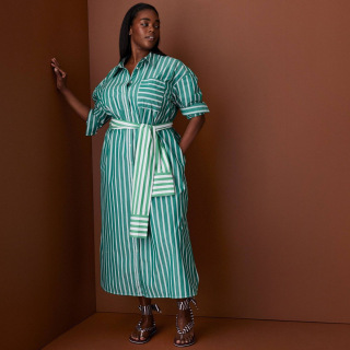 Rosie Assoulin x Target Long Sleeve Tie-Waist Striped Poplin Ankle Shirt Dress