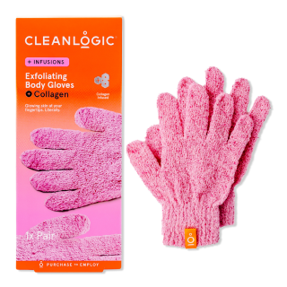 Cleanlogic Infusions Exfoliating Body Gloves + Collagen