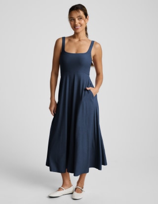 Beyond Yoga Featherweight At The Ready Square Neck Midi Dress
