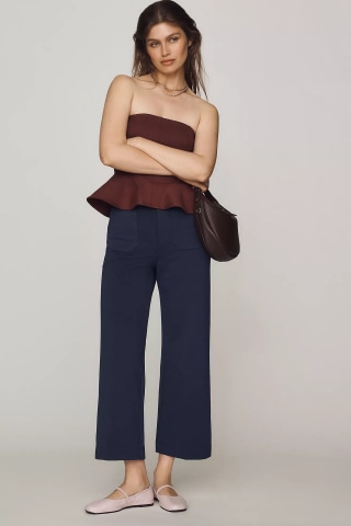 Maeve Colette Knit High-Rise Wide-Leg Cropped Pants