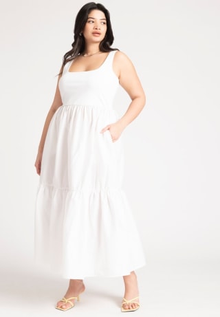 Eloquii Mixed Fabric Tank Dress