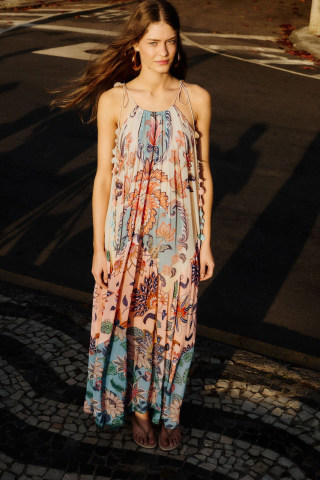Farm Rio Multicolor boho floral delhi pleated maxi dress