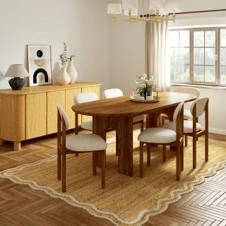 Highland Dunes Ayanne Hand-Braided Scalloped Jute Ivory Indoor Area Rug