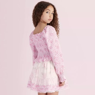 LoveShackFancy x Target Girls' Scarlett Roseheart Smocked Long Sleeve Top