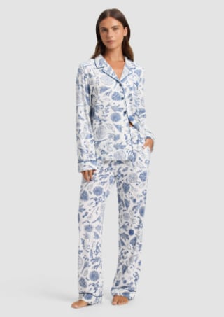 Cozy Earth Bamboo Stretch-Knit Long Sleeve Pajama Set