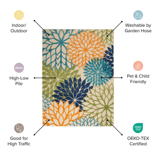 Nourison Aloha Leaf Print Indoor/Outdoor Area Rug