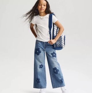 Cat & Jack Girls' Mid-Rise Daisy Wide Leg Jeans