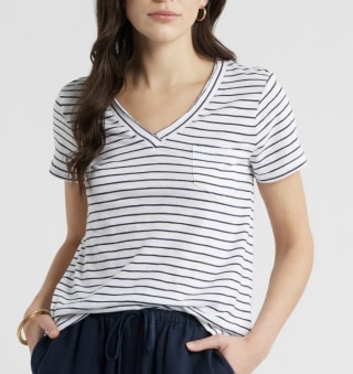 Caslon Cotton & Modal V-Neck T-Shirt